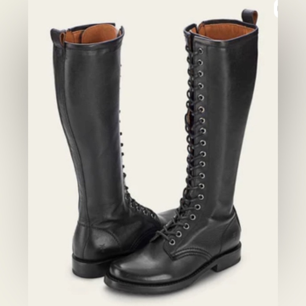 Frye Veronica Combat Tall Lace-Up Boot Size 8M EUC